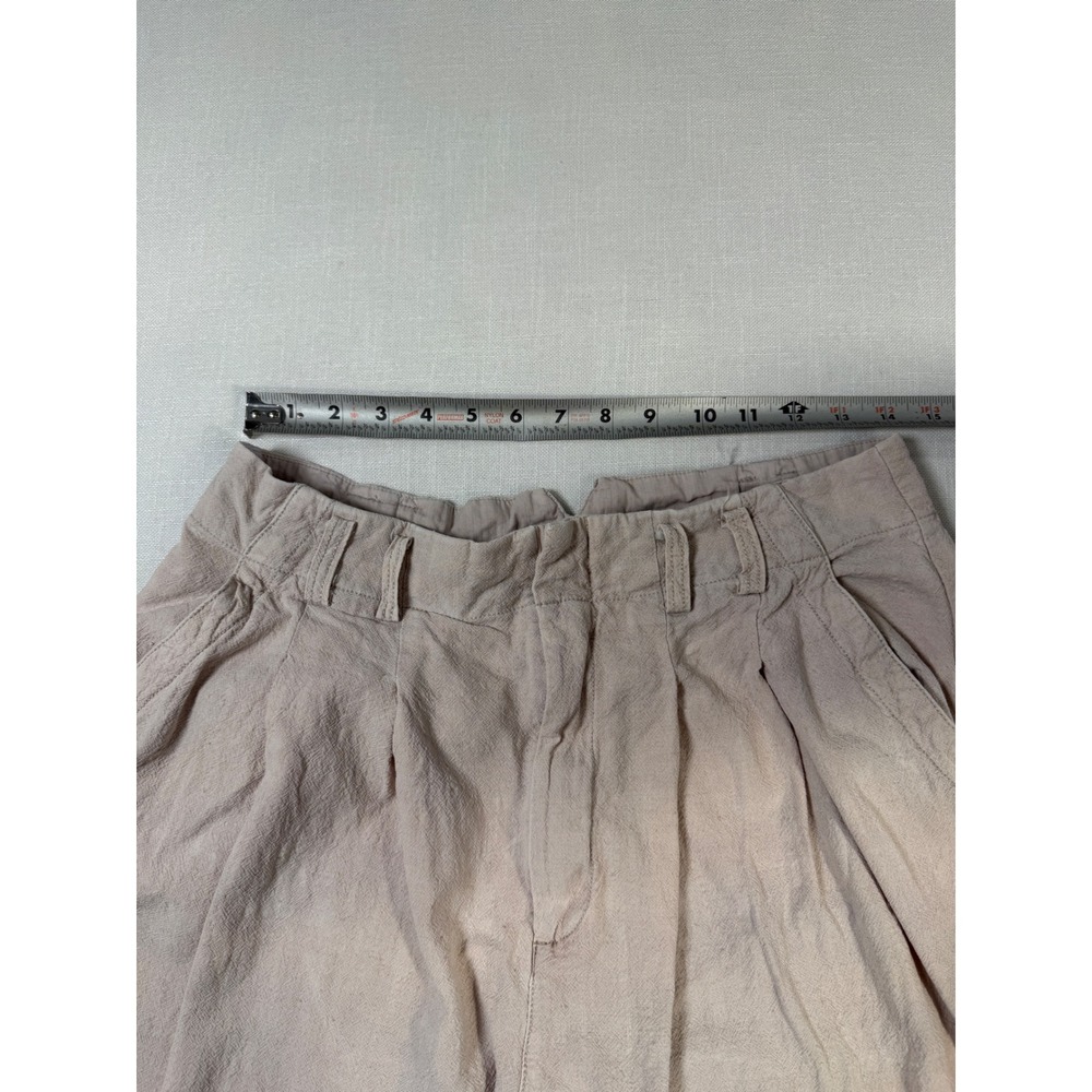Free People Pleated Wide Leg Linen Blend Trousers Oatmeal Beige pink Size 12 - Picture 7 of 9